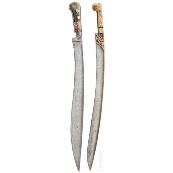 Two Ottoman yatagans, 19th century