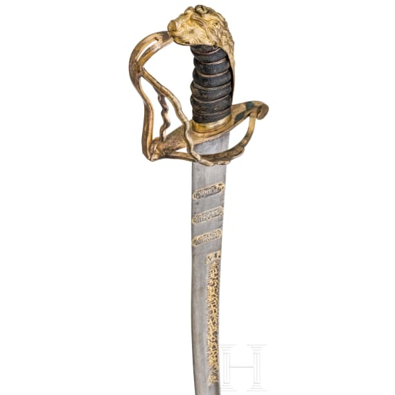 A British officer's sabre with a late 15th/early 16th century Mamluk Haji Sunqur blade