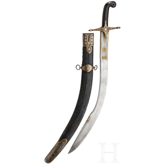 An silver-damascened kilic, dated 1807