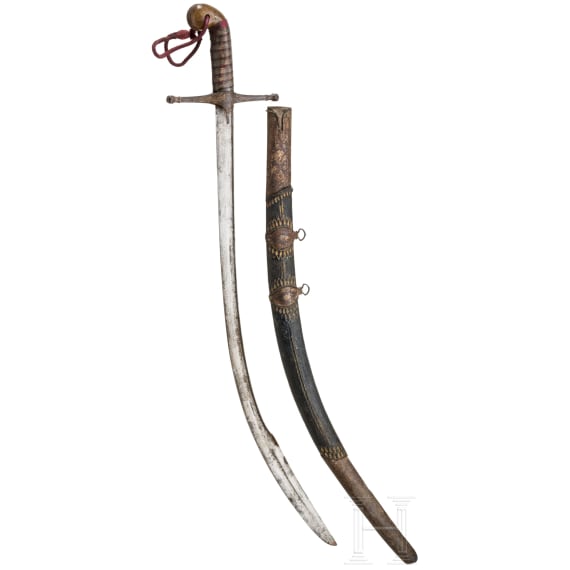 An Ottoman gold-inlaid kilij, 19th century.