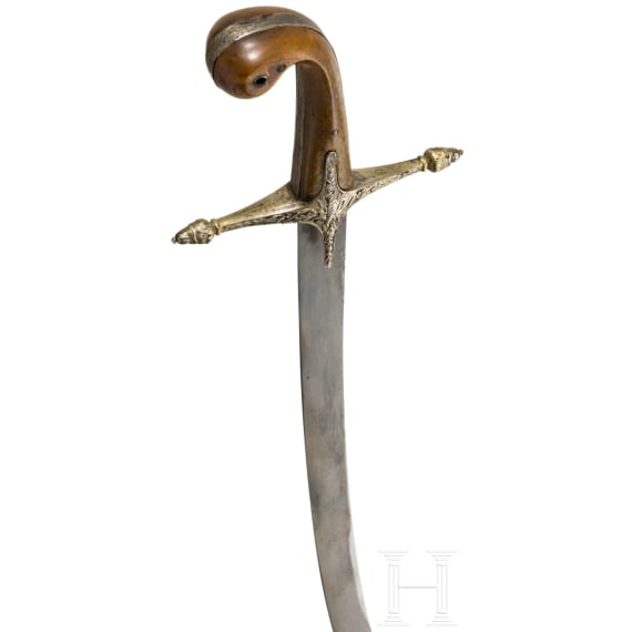 An Ottoman silver-mounted and gilded shamshir, Ottoman, circa 1820
