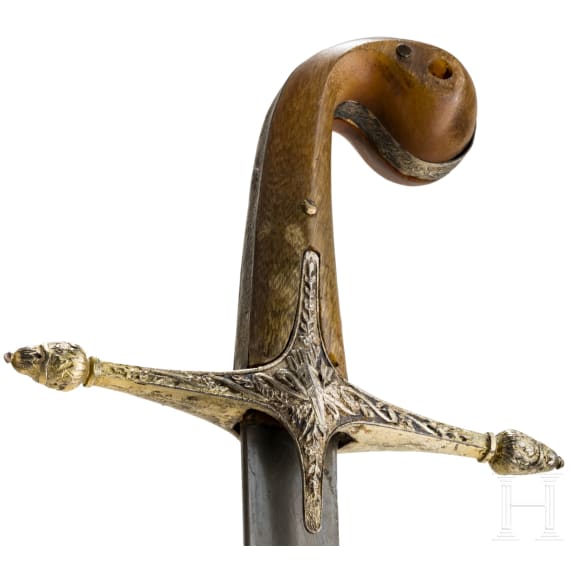An Ottoman silver-mounted and gilded shamshir, Ottoman, circa 1820