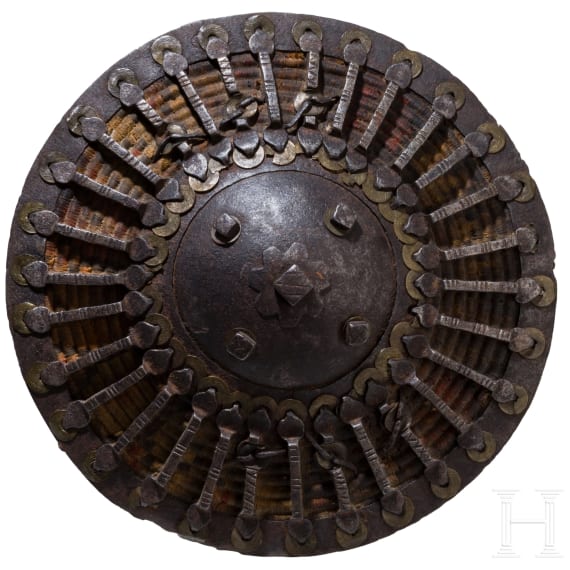 An iron-fitted Caucasian fist shield, 19th century