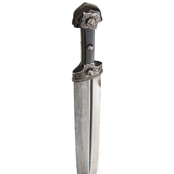A North Caucasian silver mounted and nielloed kinzal, ca. 1850