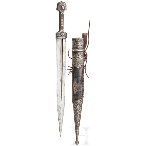 A Caucasian silver mounted kinzal, late 19th century