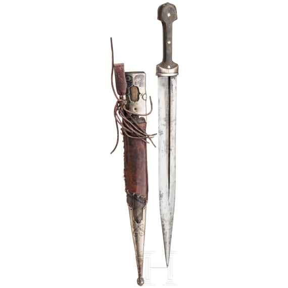 A Caucasian silver mounted kinzal, late 19th century