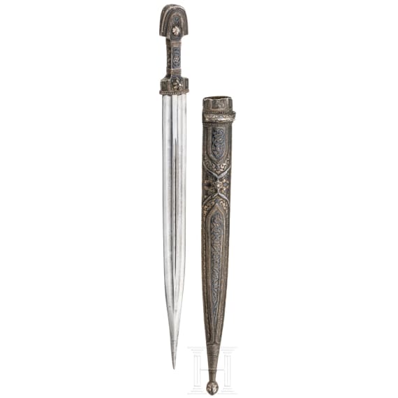 A North Caucasian silver-mounted kinzal, dated 1912