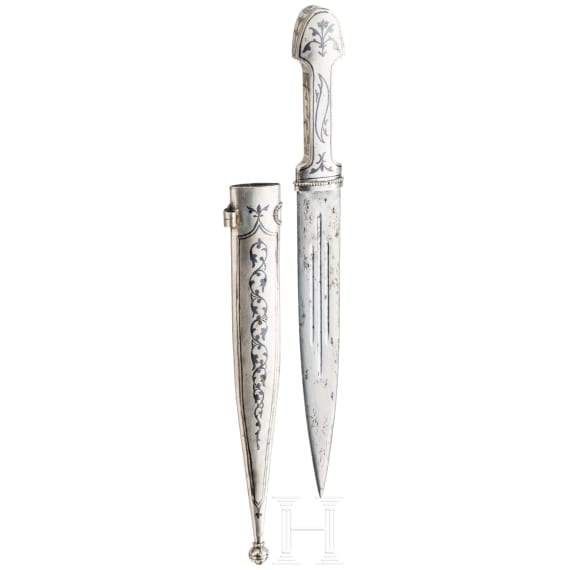 A Caucasian nielloed silver kinzal, ca. 1920