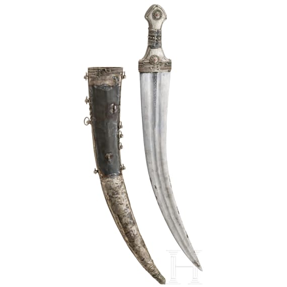 A Yemenite silver mounted jambiya, circa 1900