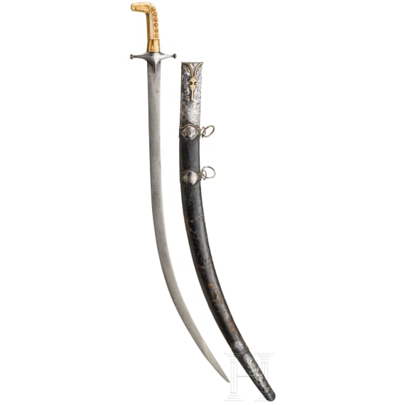 A Saudi Arabian gold- and silver-mounted shamshir, 19th century