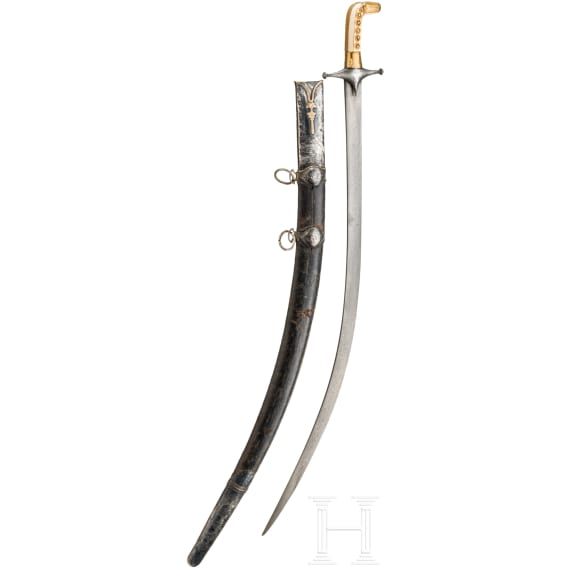 A Saudi Arabian gold- and silver-mounted shamshir, 19th century