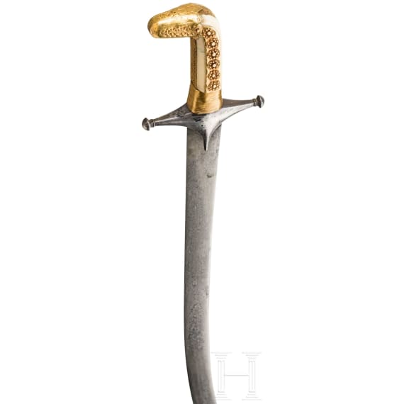A Saudi Arabian gold- and silver-mounted shamshir, 19th century