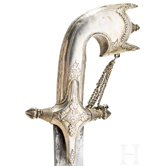 A silver mounted sabre (saif), Saudi Arabia, 19th century
