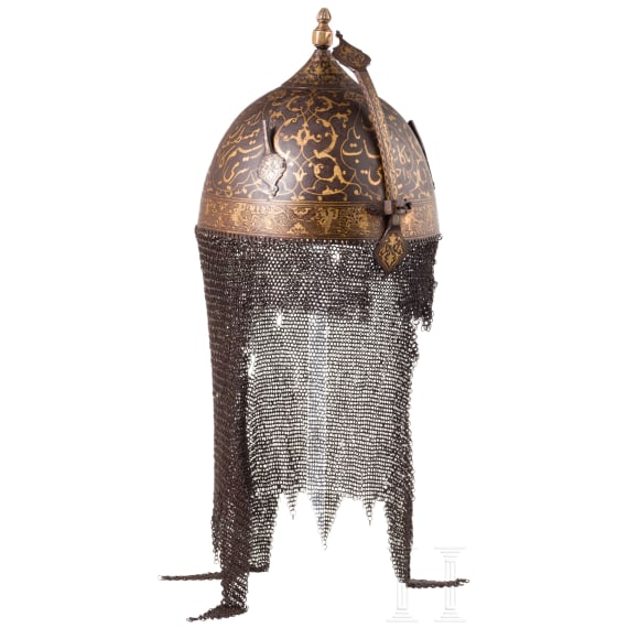 Goldtauschierter Kulah-Khud aus Wootz-Damast, Persien, sp&auml;tes 18. Jhdt.