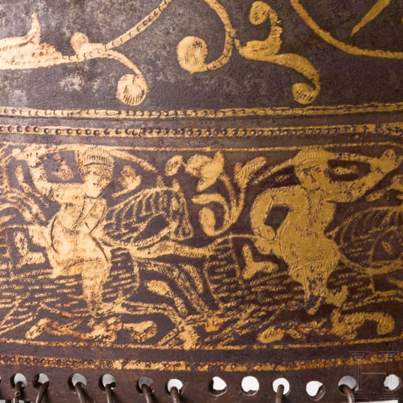 Goldtauschierter Kulah-Khud aus Wootz-Damast, Persien, sp&auml;tes 18. Jhdt.