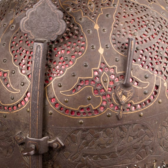 A Persian gold-damascened Kulah Kud, 19th century
