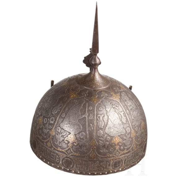 Ge&auml;tzter und goldtauschierter Kulah Khud, Persien, 19. Jhdt.