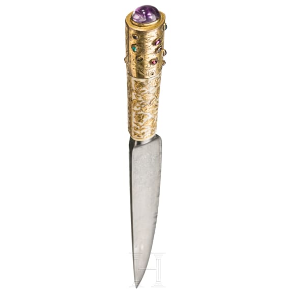 Goldeingelegter und steinbesetzter Kard, Persien, um 1800