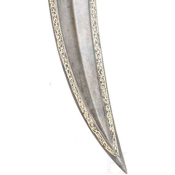 A large Persian khanjar with walrus ivory hilt, first half of the 19th century