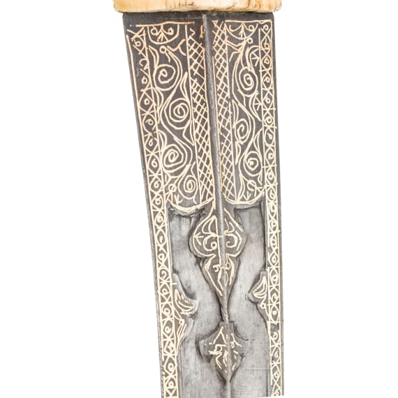 A large Persian khanjar with walrus ivory hilt, first half of the 19th century