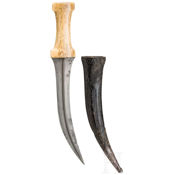 Khanjar mit Wootz-Klinge und Walrossgriff, Persien, 19. Jhdt.