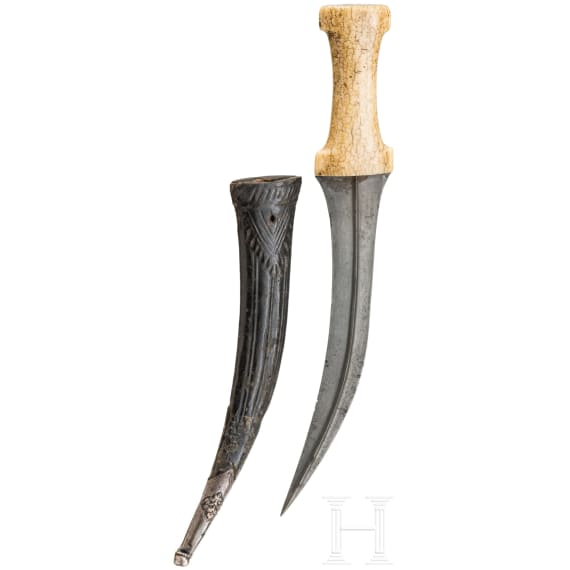 Khanjar mit Wootz-Klinge und Walrossgriff, Persien, 19. Jhdt.