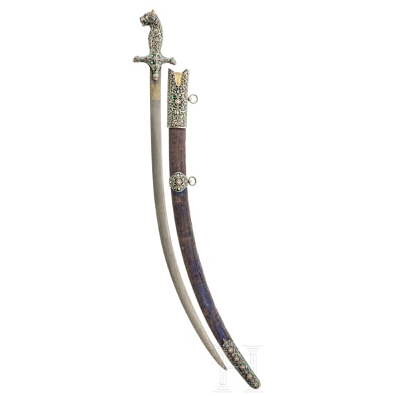 Prunk-Shamshir von Asadullah Isfahani, Indien und Persien, 18./19. Jhdt., die Klinge f&uuml;r Nadir Shah Afshar (1688 - 1747) gefertigt und ihm gewidmet