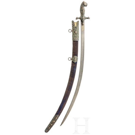 Prunk-Shamshir von Asadullah Isfahani, Indien und Persien, 18./19. Jhdt., die Klinge f&uuml;r Nadir Shah Afshar (1688 - 1747) gefertigt und ihm gewidmet