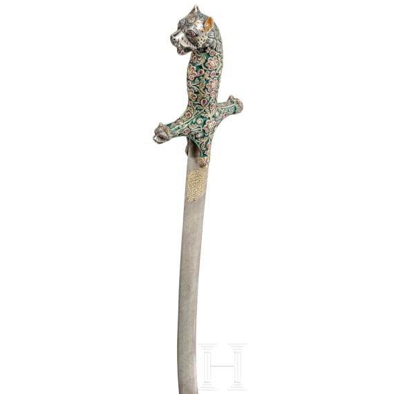 Prunk-Shamshir von Asadullah Isfahani, Indien und Persien, 18./19. Jhdt., die Klinge f&uuml;r Nadir Shah Afshar (1688 - 1747) gefertigt und ihm gewidmet