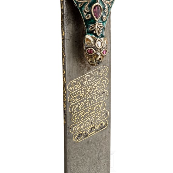 Prunk-Shamshir von Asadullah Isfahani, Indien und Persien, 18./19. Jhdt., die Klinge f&uuml;r Nadir Shah Afshar (1688 - 1747) gefertigt und ihm gewidmet
