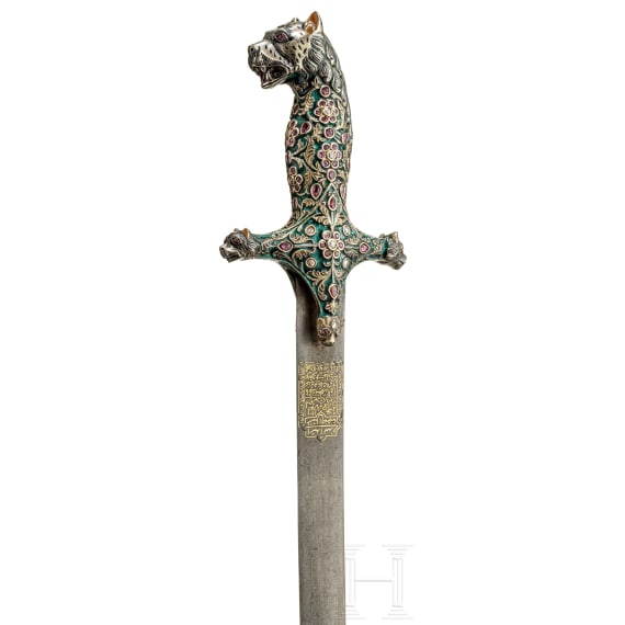 Prunk-Shamshir von Asadullah Isfahani, Indien und Persien, 18./19. Jhdt., die Klinge f&uuml;r Nadir Shah Afshar (1688 - 1747) gefertigt und ihm gewidmet