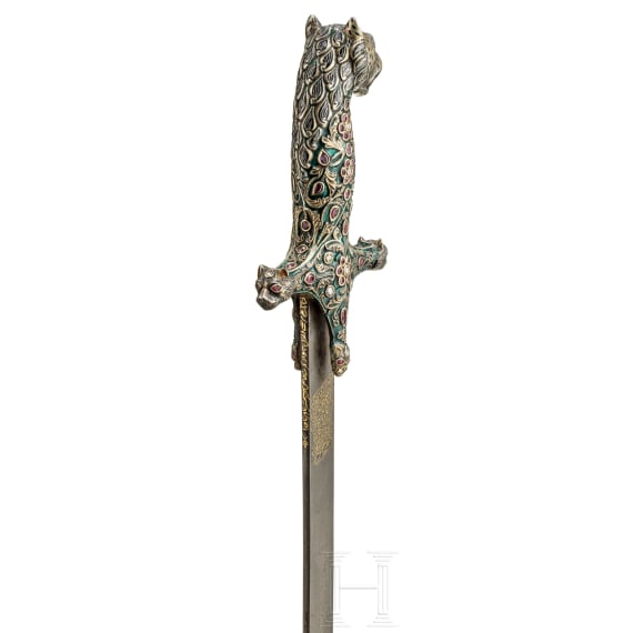 Prunk-Shamshir von Asadullah Isfahani, Indien und Persien, 18./19. Jhdt., die Klinge f&uuml;r Nadir Shah Afshar (1688 - 1747) gefertigt und ihm gewidmet