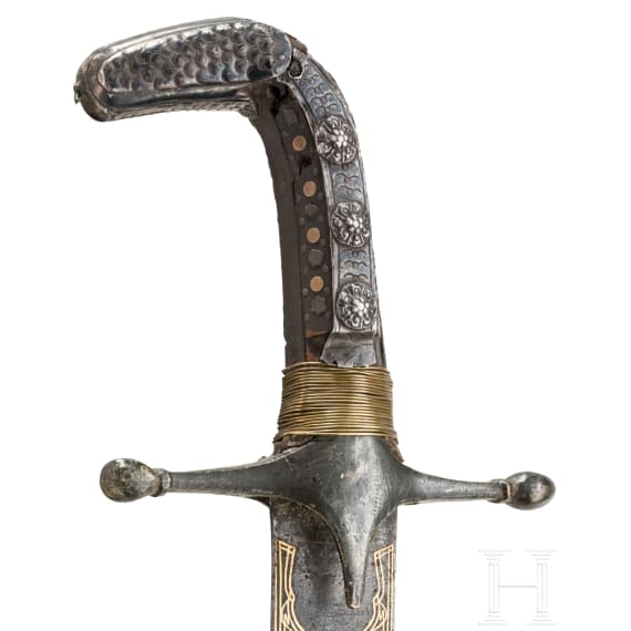 A Syrian shamshir with gold damascened wootz blade, ca. 1800