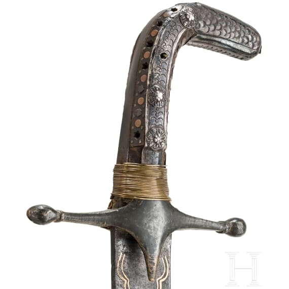 A Syrian shamshir with gold damascened wootz blade, ca. 1800