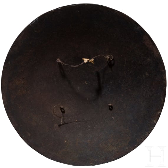 Silbertauschierter, eiserner Rundschild (Sipar), Indien, 19. Jhdt.