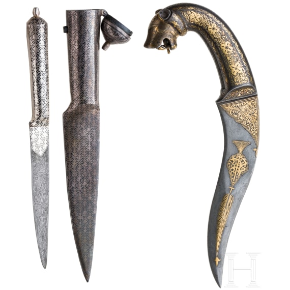 An Indian khanjar and a double dagger, circa 1900
