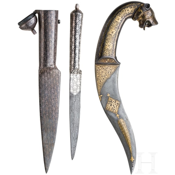 An Indian khanjar and a double dagger, circa 1900