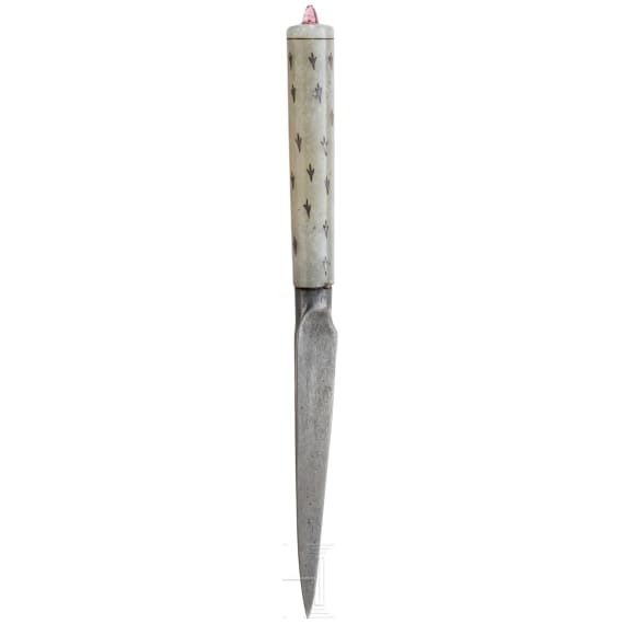 An Indian Knife with a stone handle and a wootz blade, 19th century