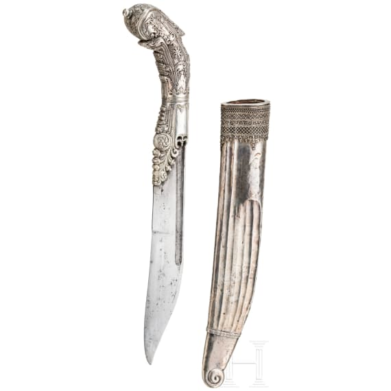 A Ceylonese silver mounted Pia Kaetta, 18th century
