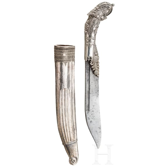 A Ceylonese silver mounted Pia Kaetta, 18th century