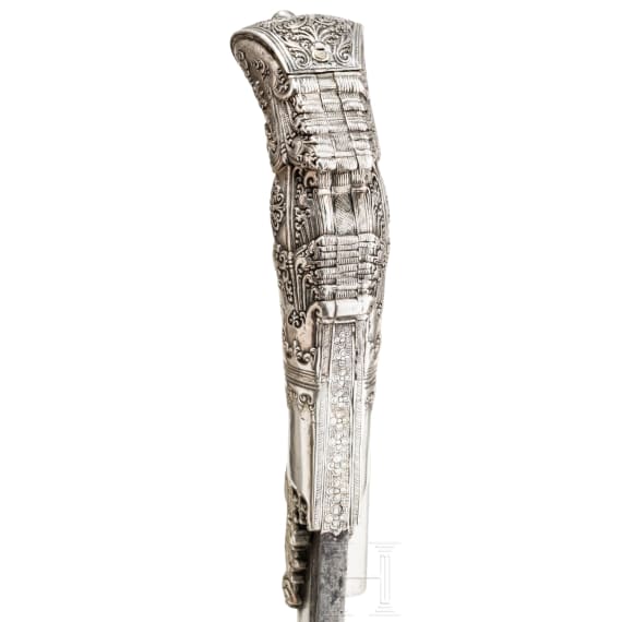 A Ceylonese silver mounted Pia Kaetta, 18th century