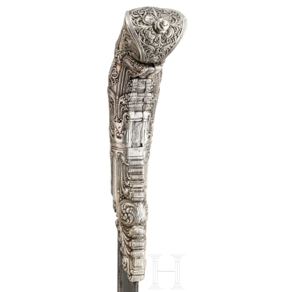 A Ceylonese silver mounted Pia Kaetta, 18th century