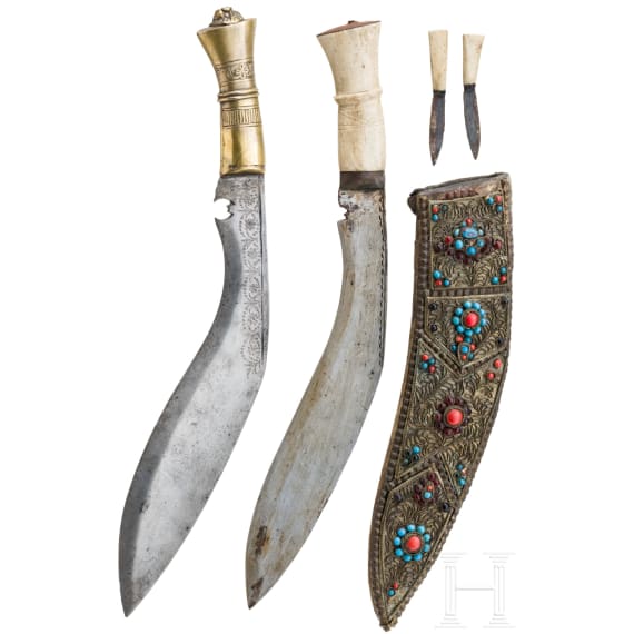 Two Indian kukris, 19th century