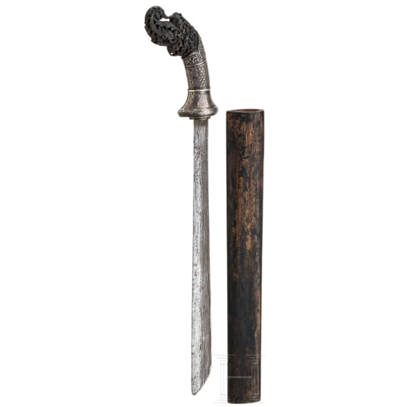 Silbermontierter Klewang, Malaysia, um 1900