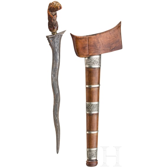 A keris with nickel silver mountings, Sumatra, circa 1900