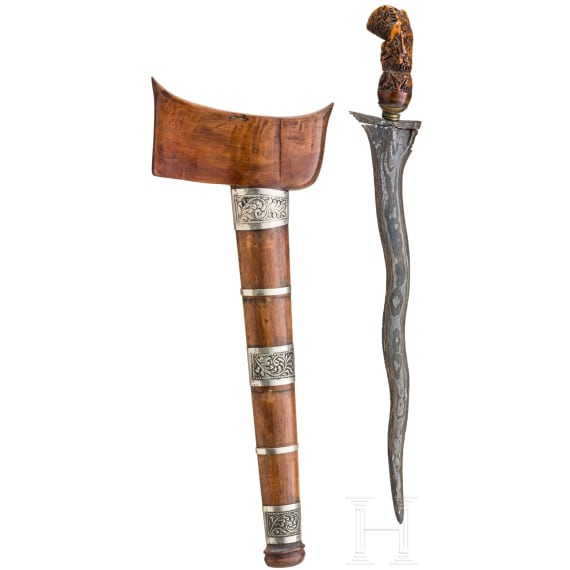 A keris with nickel silver mountings, Sumatra, circa 1900