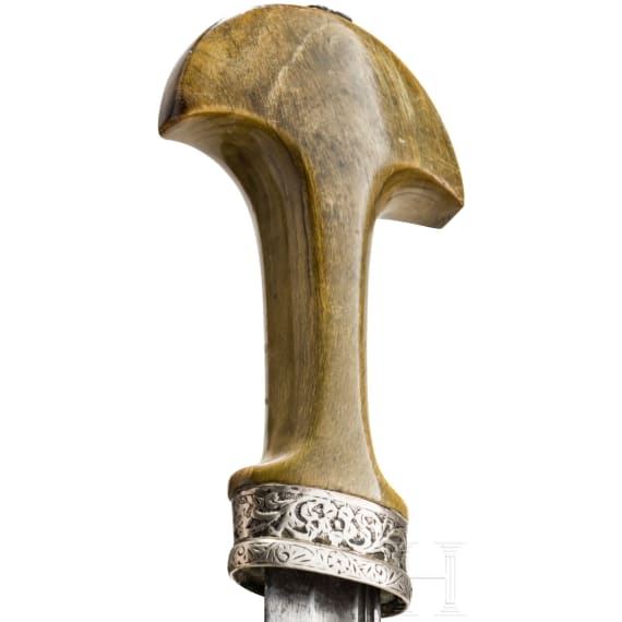 Silbermontierte Sboula mit Rhinozeroshorngriff, Marokko, um 1900