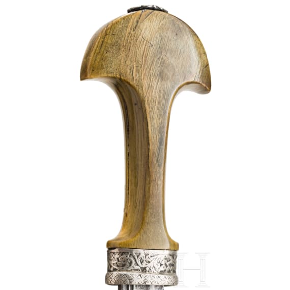 Silbermontierte Sboula mit Rhinozeroshorngriff, Marokko, um 1900