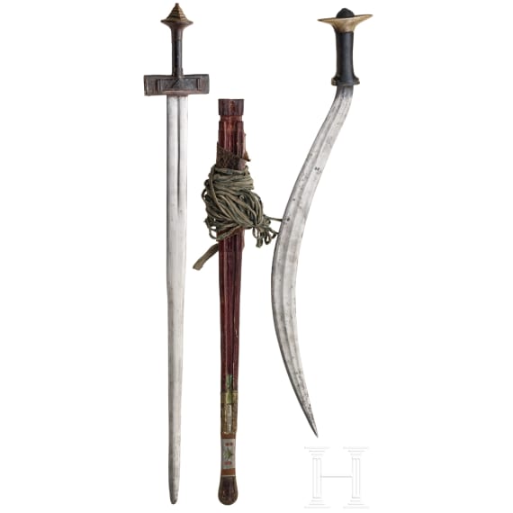 A Tuareg sword (Takouba) and a shotel, Niger and Ethiopia, circa 1900