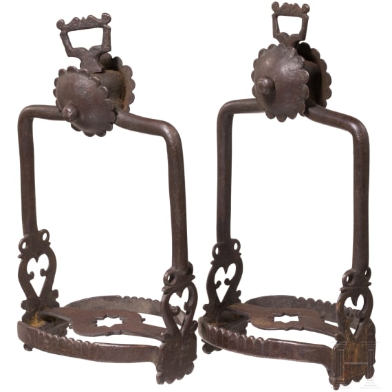 A pair of German iron stirrups, ca. 1600